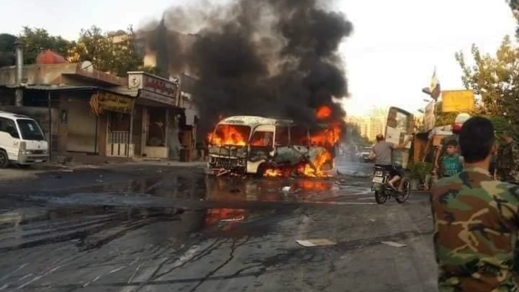 بالفيديو.. عشرات القتلى والجرحى بتفجير حافلة لميليشيا "الفرقة الرابعة" بدمشق