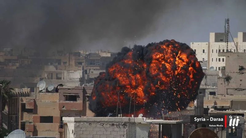 طائرات الأسد تحرق أحياء درعا المحررة بالنابالم