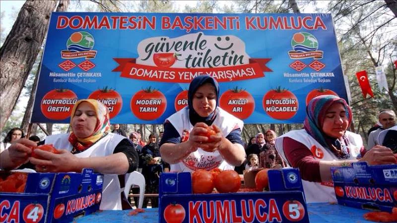 فتاة تركية تأكل 5 كيلو طماطم في 3 دقائق