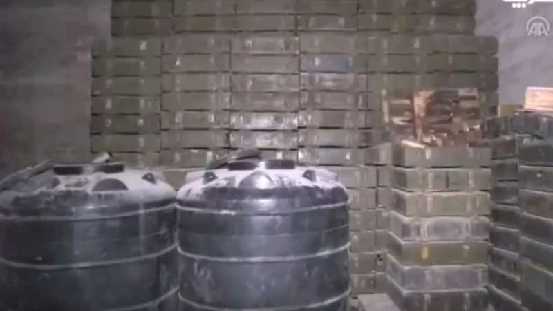 مخازن أسلحة ضخمة تركتها "الوحدات الكردية" في عفرين (فيديو)