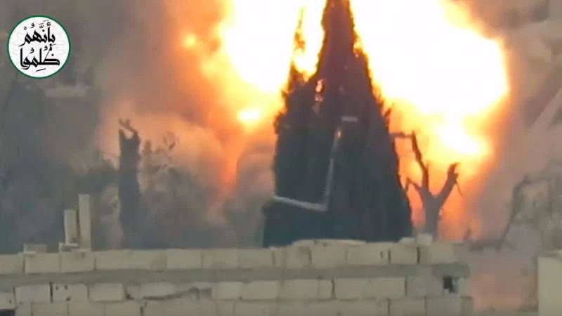 آليات النظام العسكرية تحترق على جبهات الغوطة (فيديو)