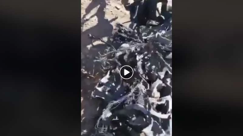 سقوط طائرة حربية مجهولة جنوبي الحسكة (صور + فيديو)