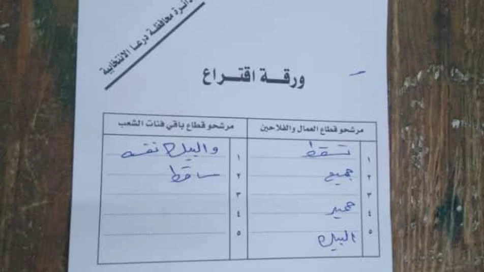 "يسقط البيك وحميره".. درعا تشارك على طريقتها باقتراع برلمان أسد (صور)