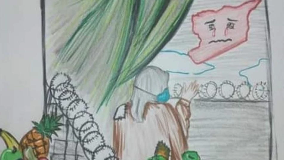 رسومات لأطفال سوريين من داخل الحجر الصحي تعكس الواقع الحزين لبلادهم (صور)