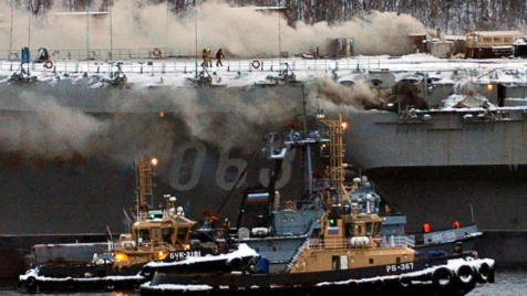 One killed, 10 injured in fire aboard Russia's aircraft carrier used in Syria