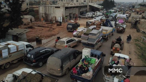 Syrians uprooted from Idlib southern countryside by Assad militias' bombing
