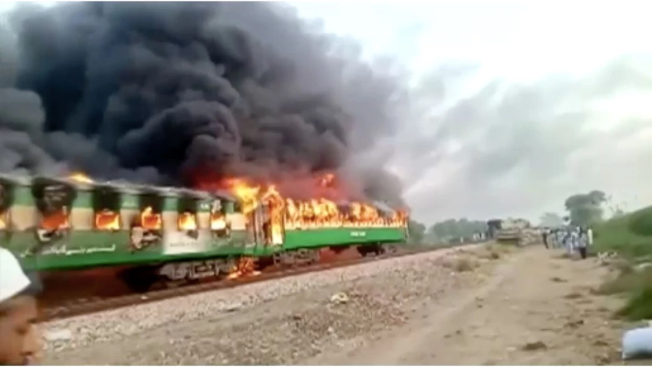 Train fire in Pakistan kills dozens after cooking accident