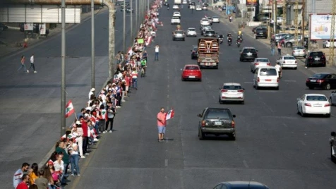 Lebanon protesters form 170-kilometre human chain