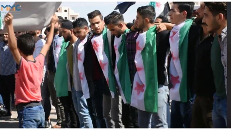 Idlib University students protest against Assad regime, Constitutional Committee
