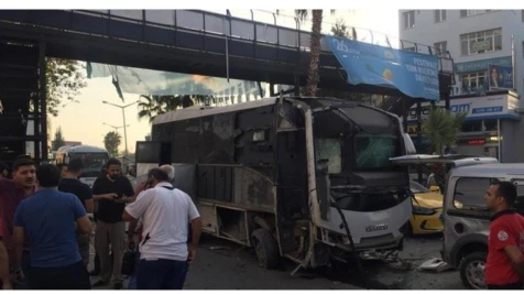 5 injured as roadside bomb hits police bus in Turkey's Adana