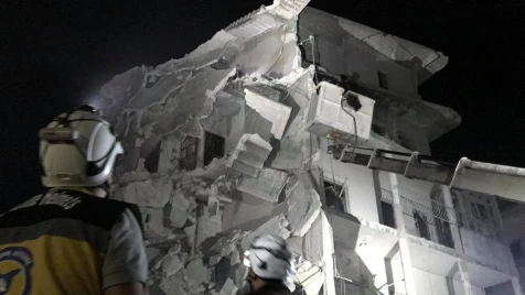 Buildings collapse following Assad-Russian strikes in Idlib 