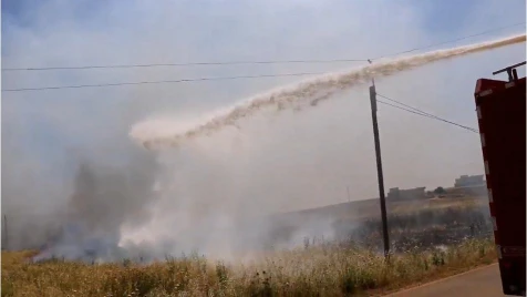 Assad militiamen burn fields in Idlib countryside 