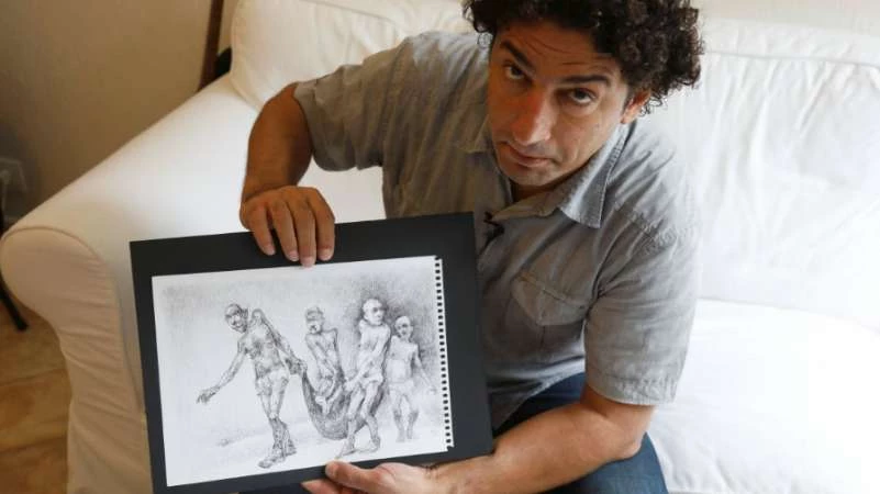 Exiled Syrian artist draws torture to ’continue the revolution’