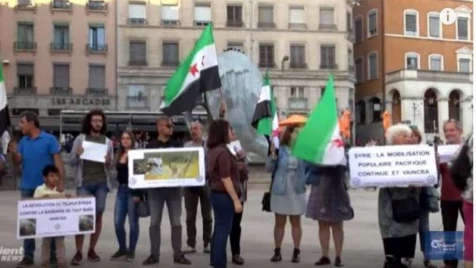 Syrians, French stage joint sit-in to support Idlib in Lyon