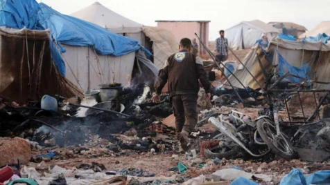 Russian jets target IDPs camp near Homs, 6 civilians killed