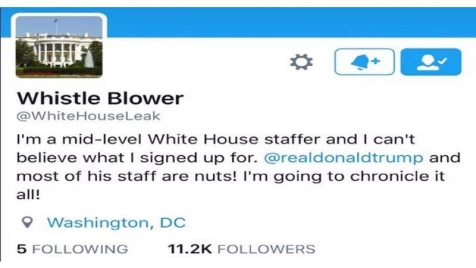 White House Whistle Blower account quickly disappears