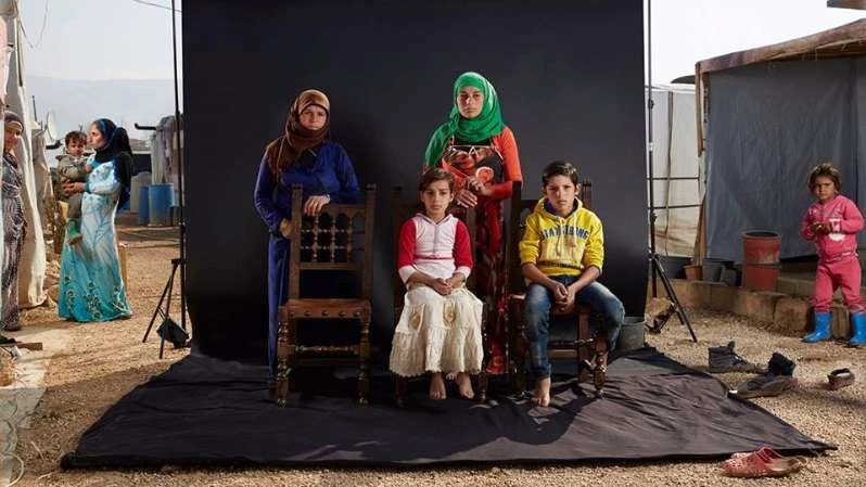 Incomplete Syrian refugee family portraits