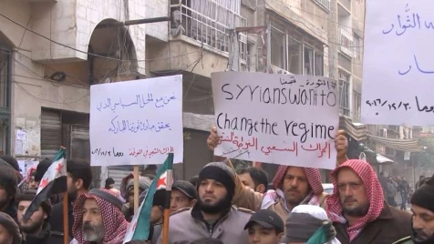 Syrian demonstrators support ceasefire, call for fall of Assad regime 