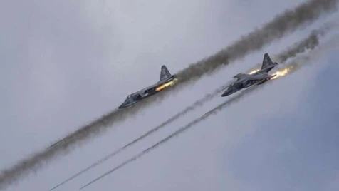 Russian warplanes carryout airstrikes on ISIS-held al-Bab